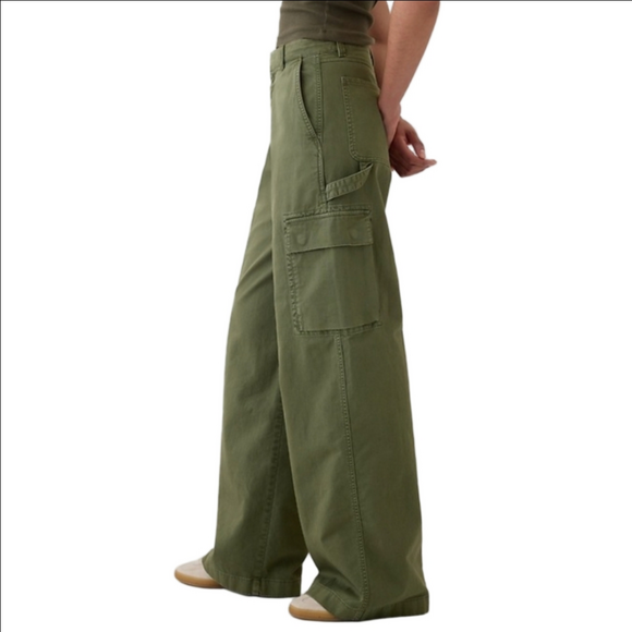🔥ABSOLUTE FINAL💲⬇️GAP Women Olive Green Wide-Leg Cargo Pants, Size 8 ~ NWT - Picture 2 of 12